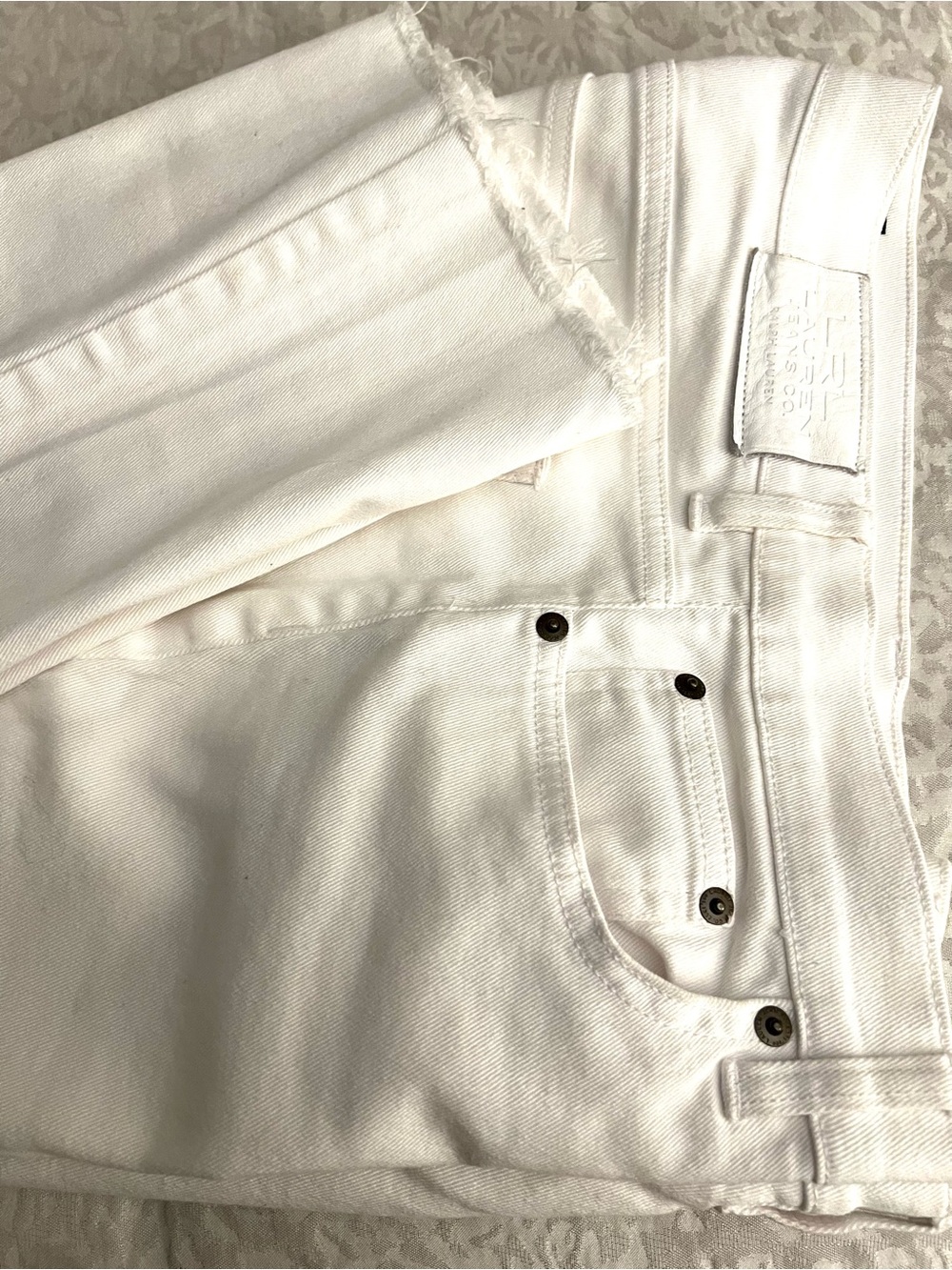 Lauren Ralph Lauren White Straight Jeans frayed hem